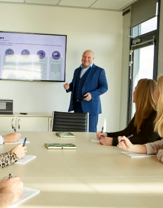 Business presentation during corporate finance meeting