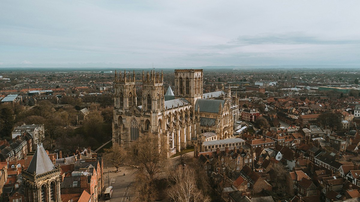 Aerial view of York Minster and York city centre