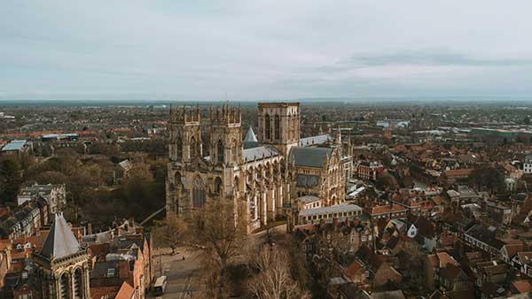 Aerial view of York Minster and York city centre